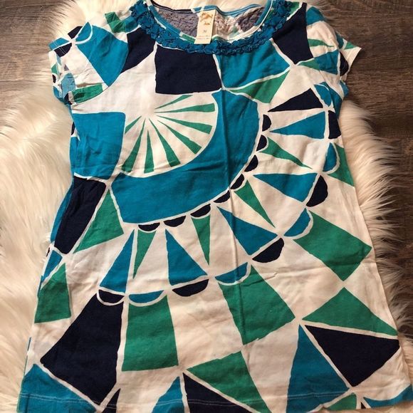 Anthropologie Mirror Blue Short Sleeve Top - Picture 1 of 5